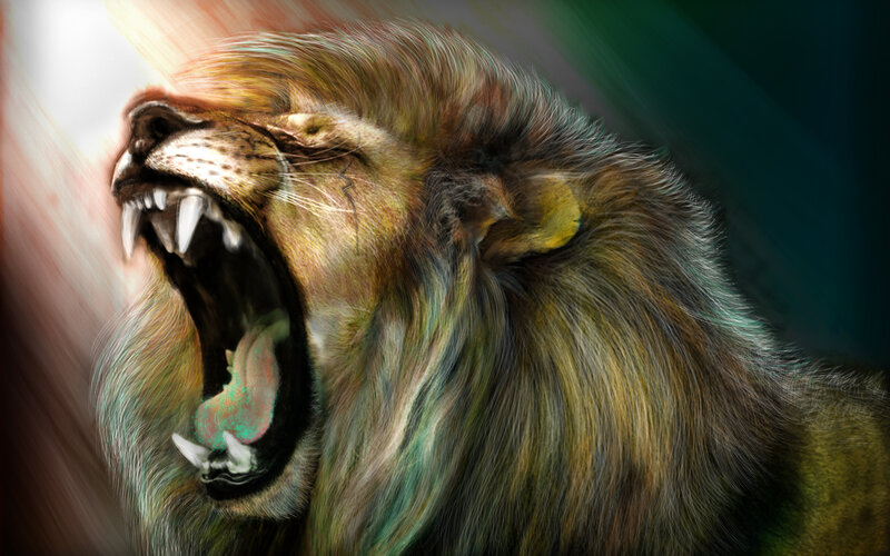 Roaring Lion Head — Brown, Dramatic