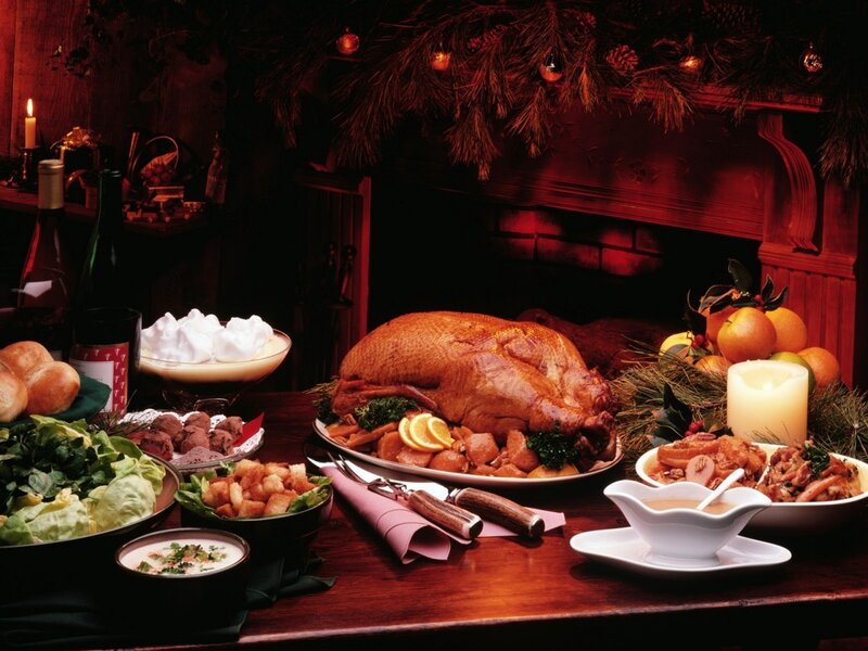 Roast Turkey Dinner — Brown, Festive, Night