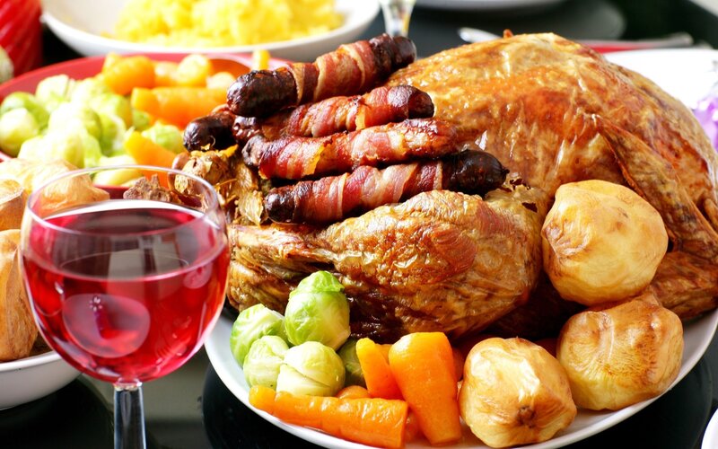 Roast Turkey Dinner — Brown, Festive