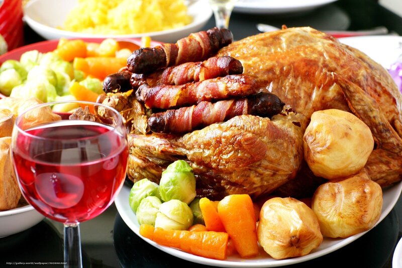 Roast Turkey Dinner — Red, Festive, Photograph