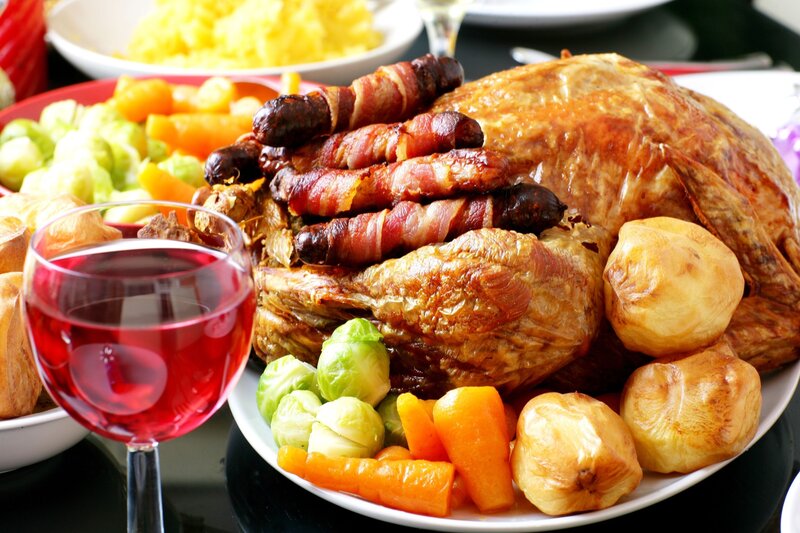 Roast Turkey Dinner — Red, Festive