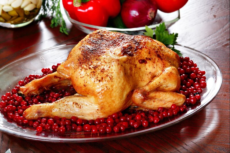 Roasted Chicken on Berries