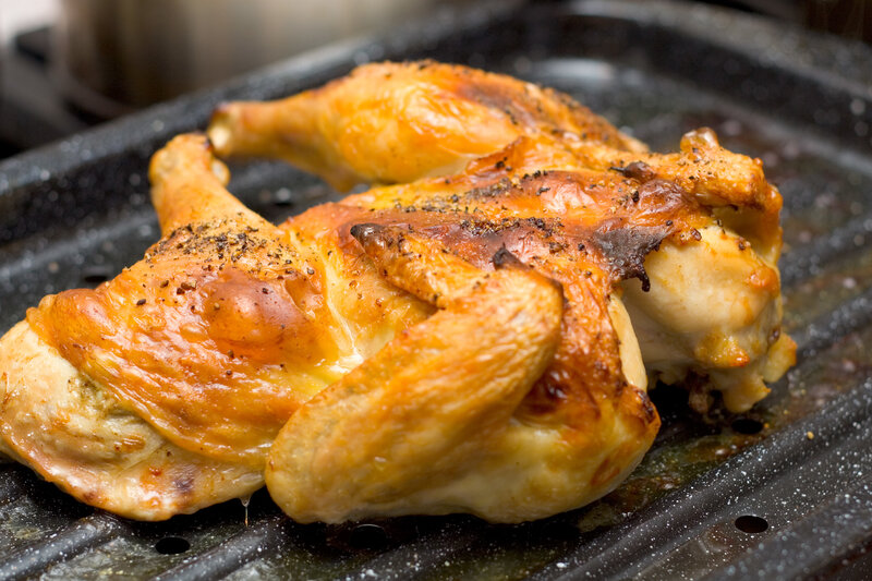Roasted chicken on grill