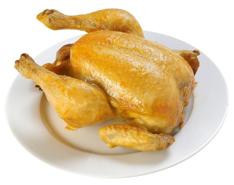 Roasted Chicken on Plate — White