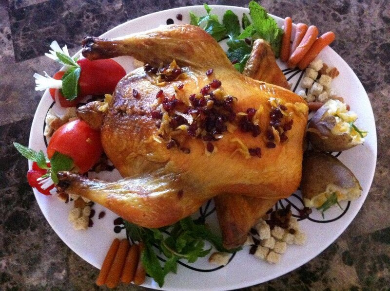 Roasted Chicken on Platter — White