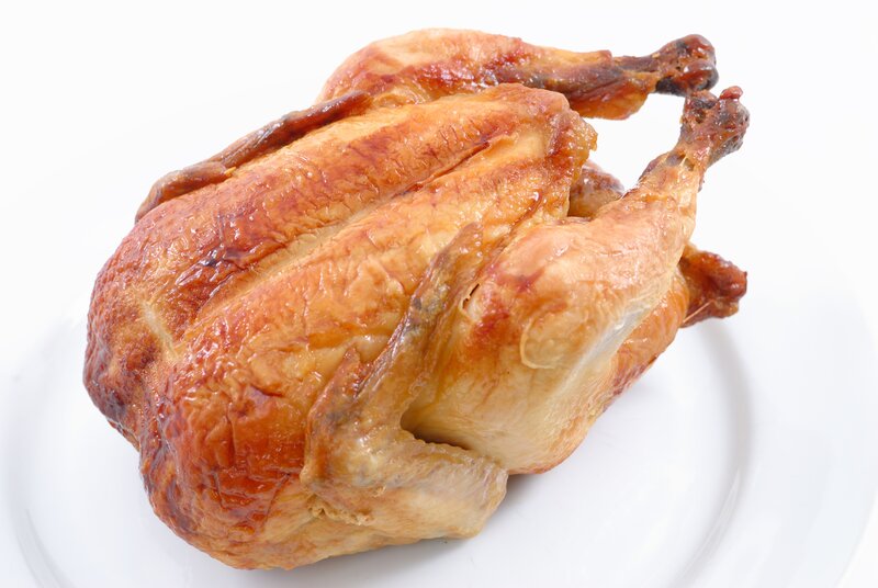 roasted chicken on white plate