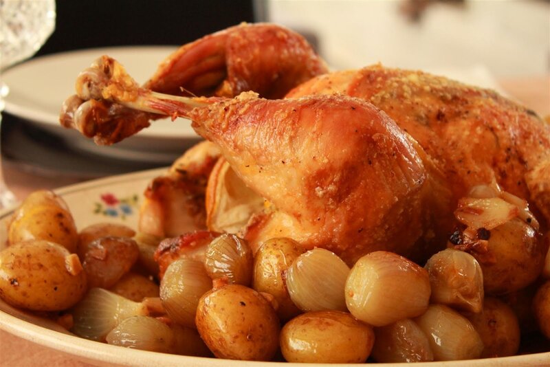 Roasted chicken with potatoes