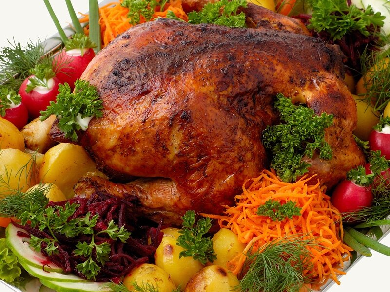 Roasted Chicken with Vegetables — Brown