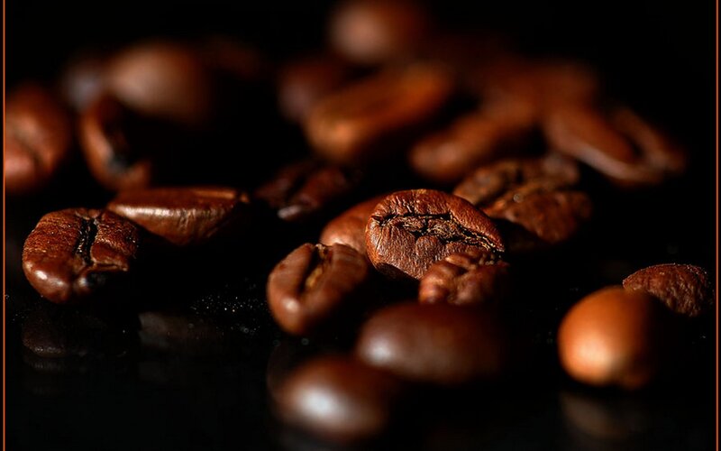 Roasted Coffee Beans — Brown, Dramatic, Photograph, Dark Surface, Black