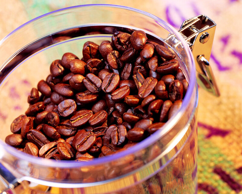 Roasted Coffee Beans — Brown, Warm, Photograph, Jar