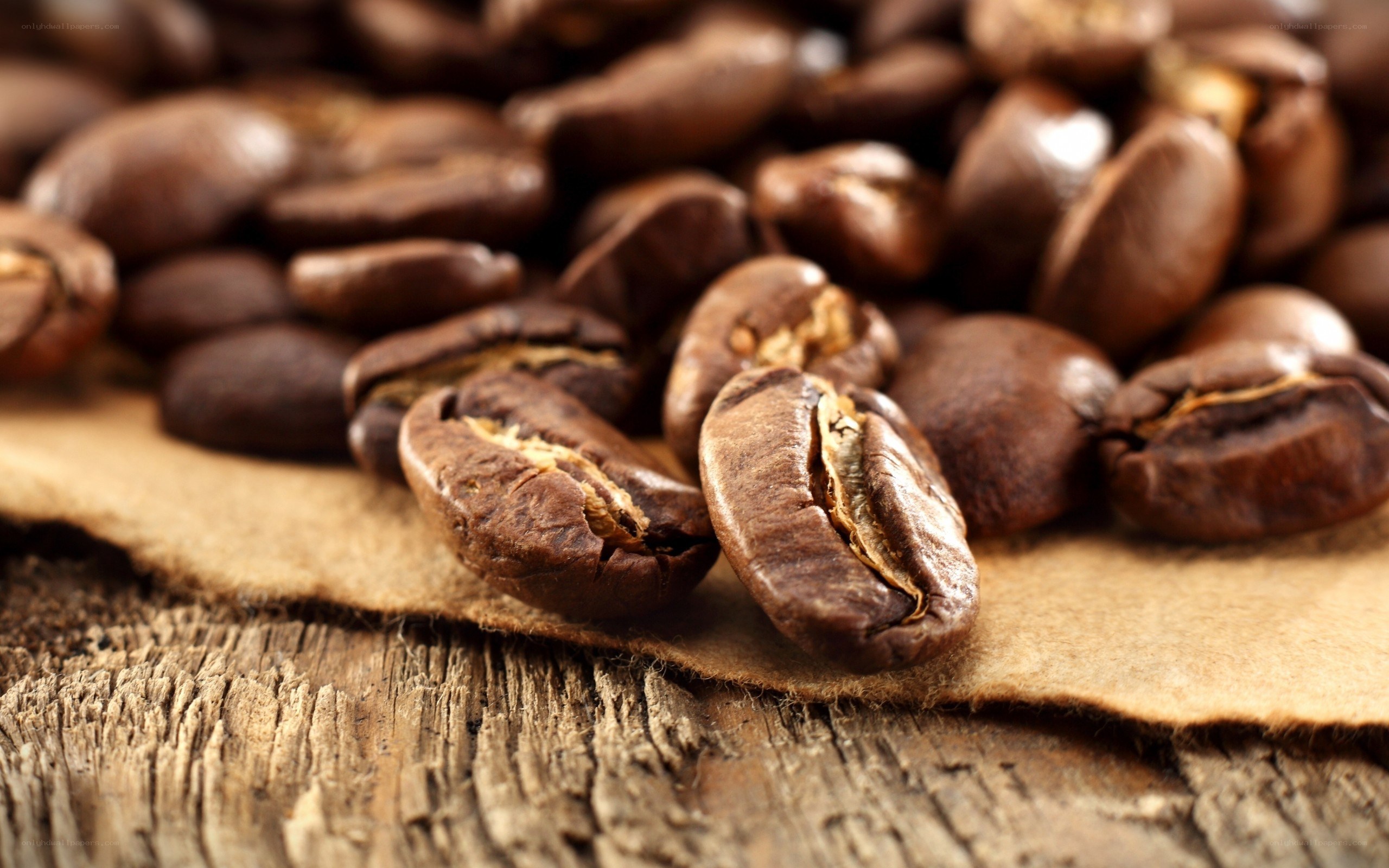 roasted coffee beans on wood