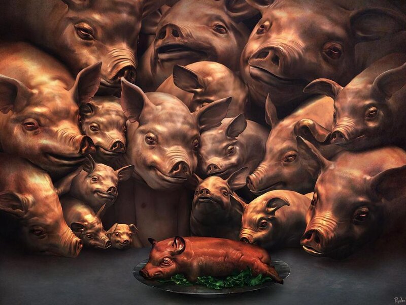 Roasted Pig on Plate