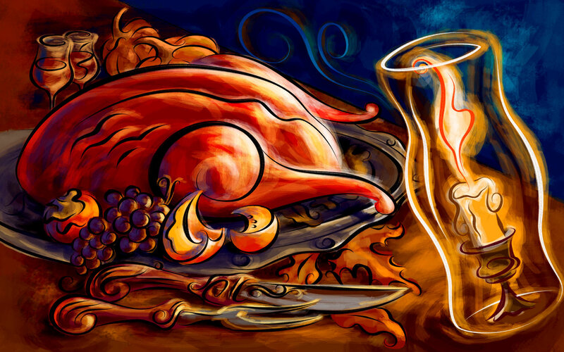 Roasted turkey feast