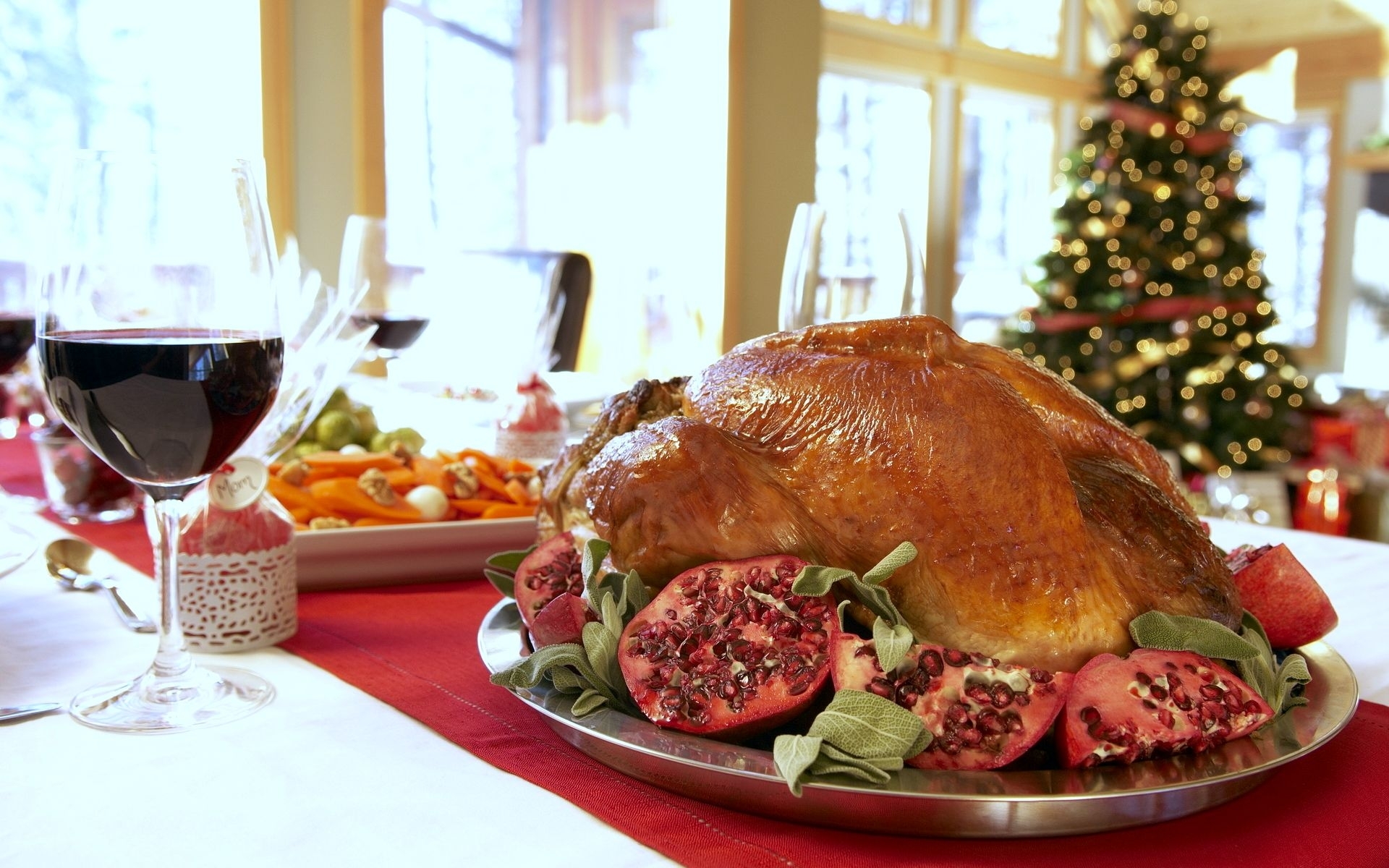 Roasted turkey on holiday table