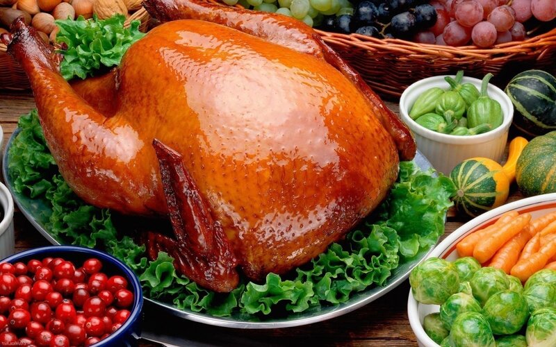 Roasted Turkey on Platter — Brown, Festive, Autumn, Photograph, Lettuce