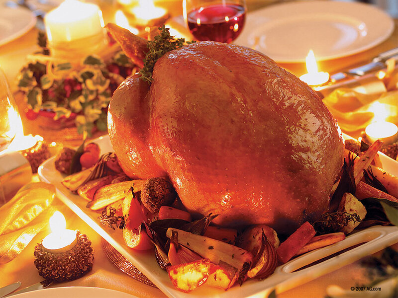 Roasted Turkey on Platter — Gold