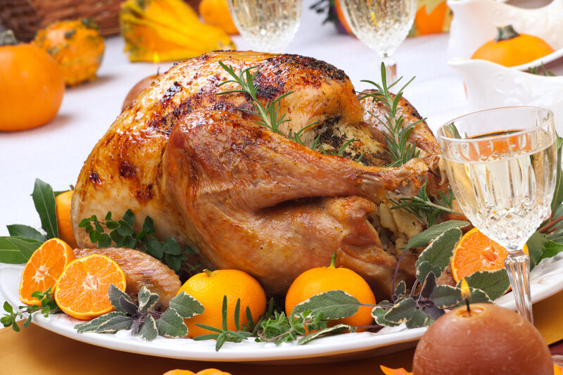 Roasted Turkey on Platter — Orange, Festive, Autumn