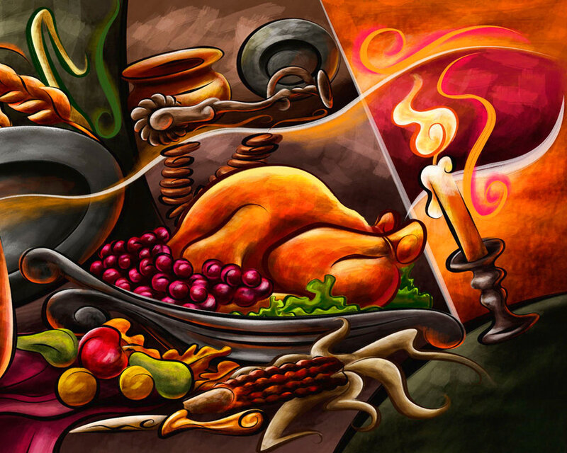 Roasted Turkey on Platter — Orange