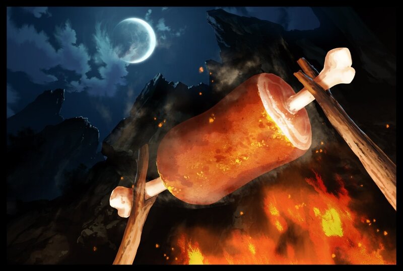 Roasting Meat over Fire
