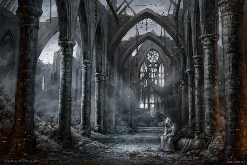 Robed Figure in Ruin