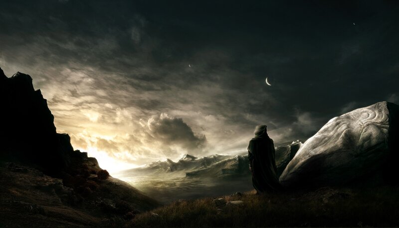 Robed Figure on Hillside