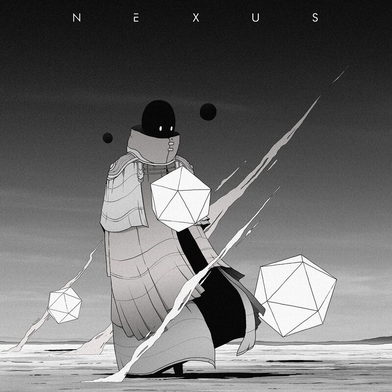 Robed Figure with Geometric Shapes