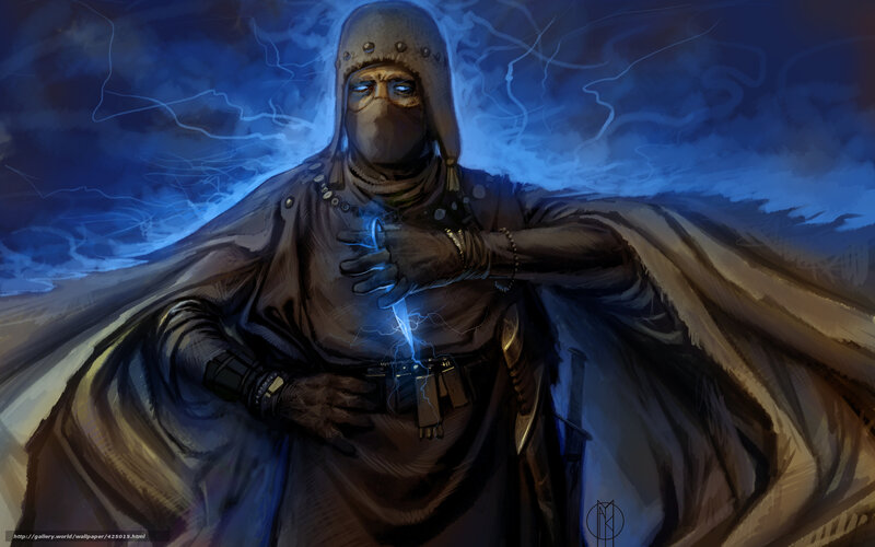 Robed Figure with Lightning