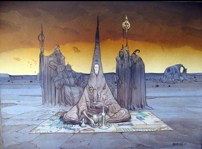 Robed Figures in Desert — Brown