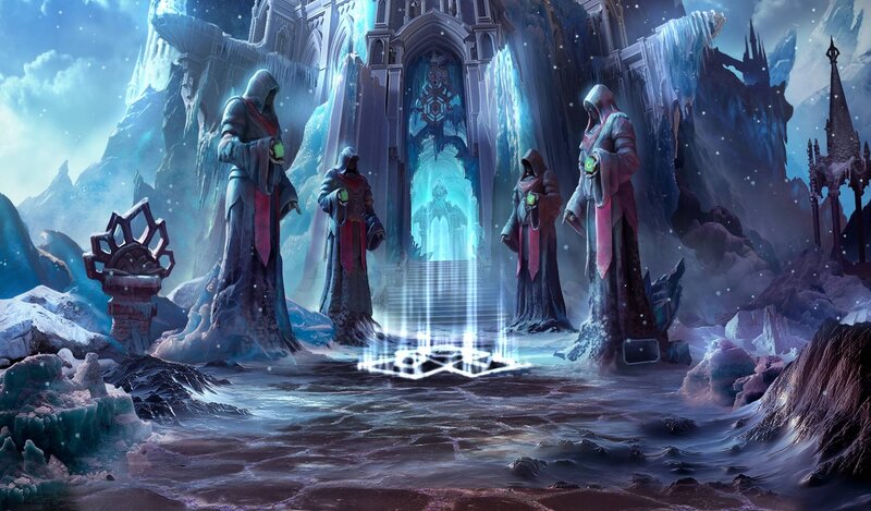 Robed Figures in Ice Cave