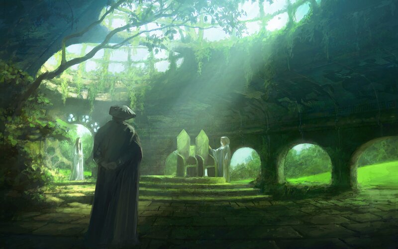 Robed Figures in Ruin