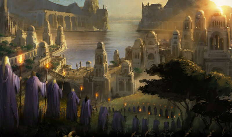 Robed Figures with Torches