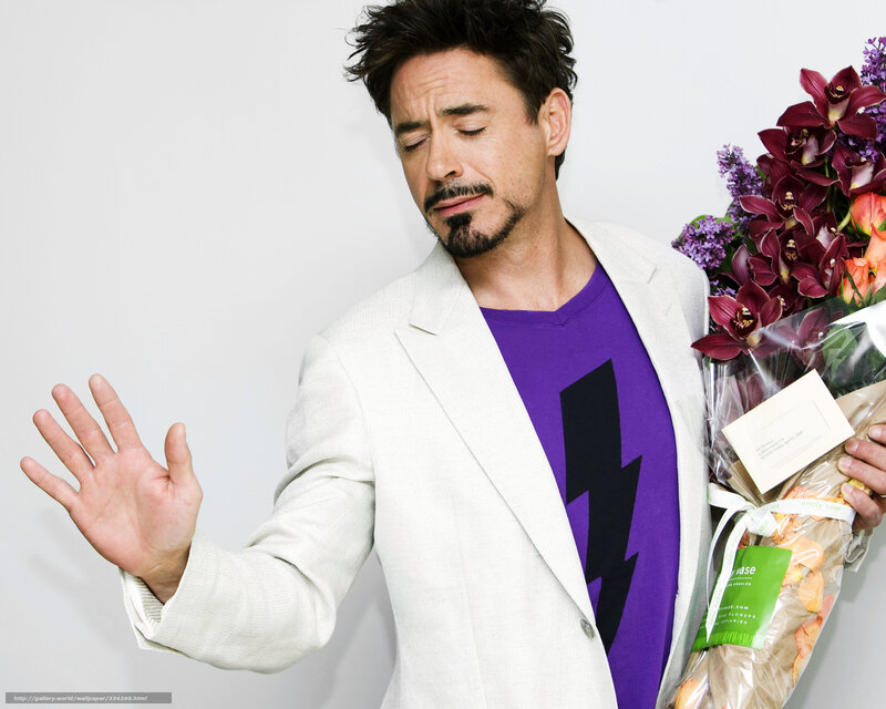 Robert Downey Jr. with flowers