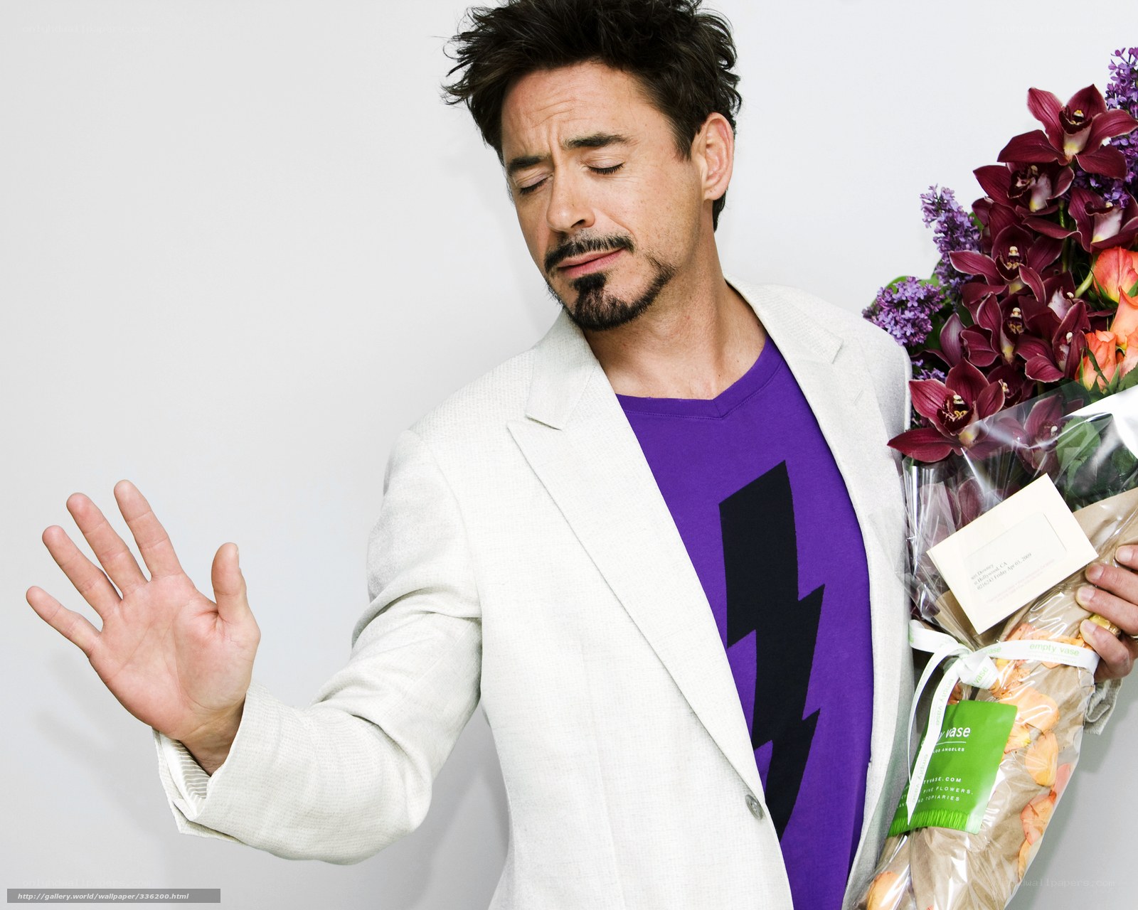 Robert Downey Jr. with flowers