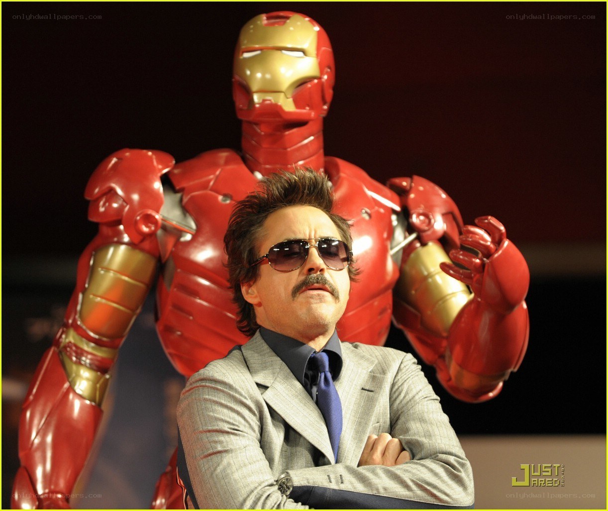 Robert Downey Jr. with Iron Man suit