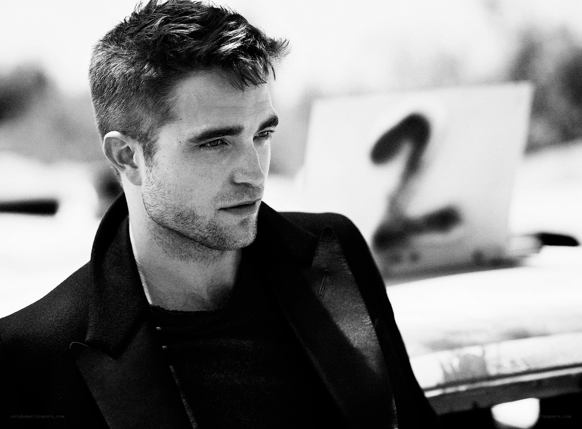 Robert Pattinson in black and white