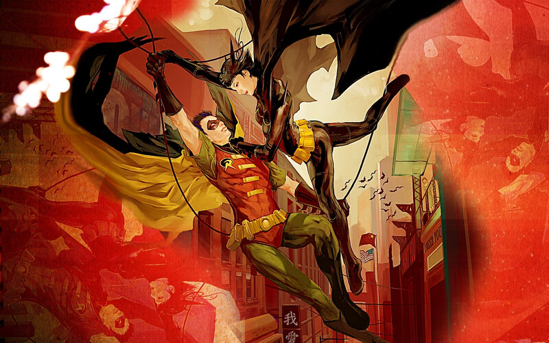 Robin and Batgirl in action