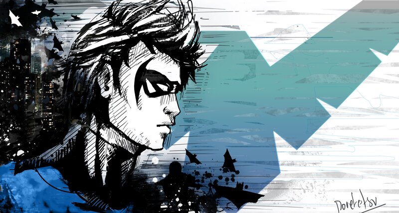 Robin Character Portrait — Black