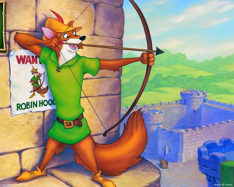 Robin Hood aiming arrow