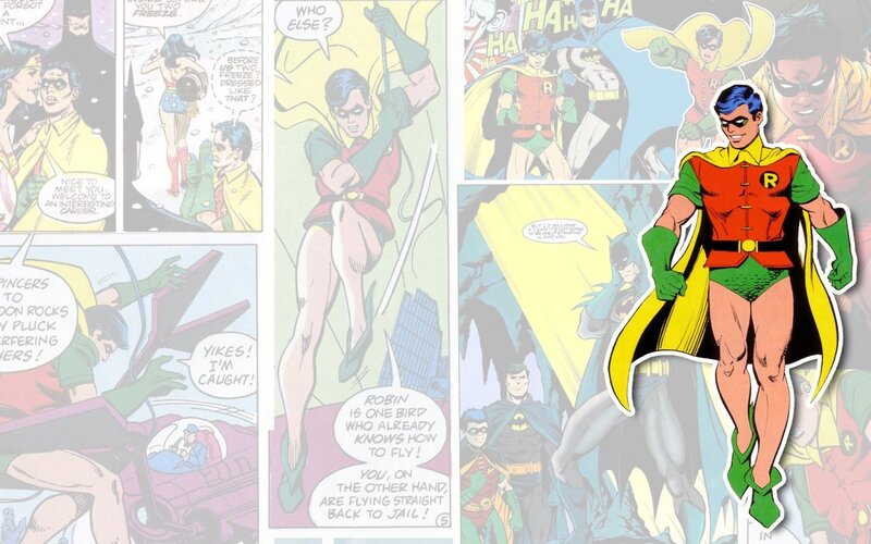 Robin Superhero Character — Red, Action-packed