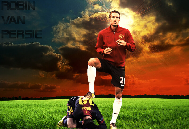 Robin Van Persie Stepping on Messi