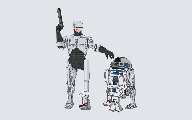 RoboCop and R2-D2 illustration