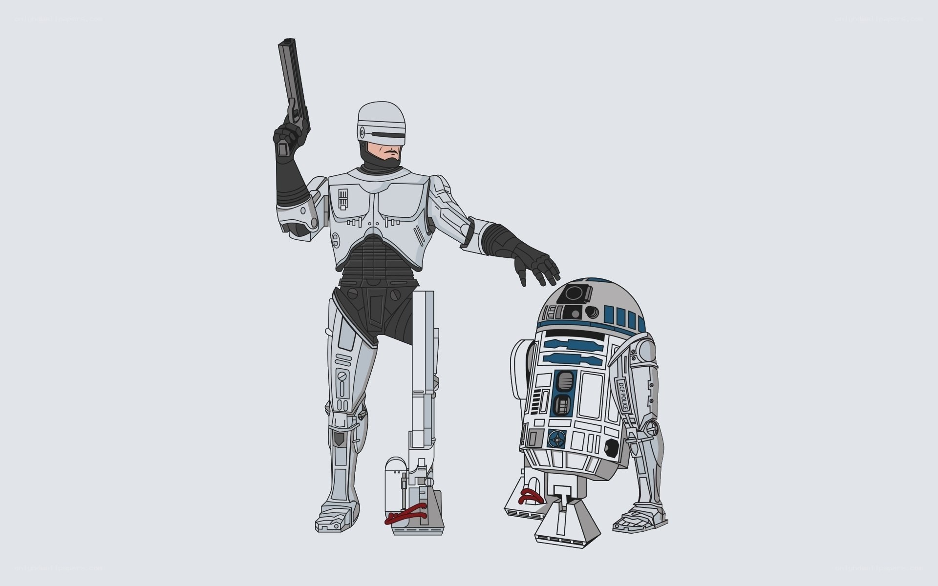 RoboCop and R2-D2 illustration
