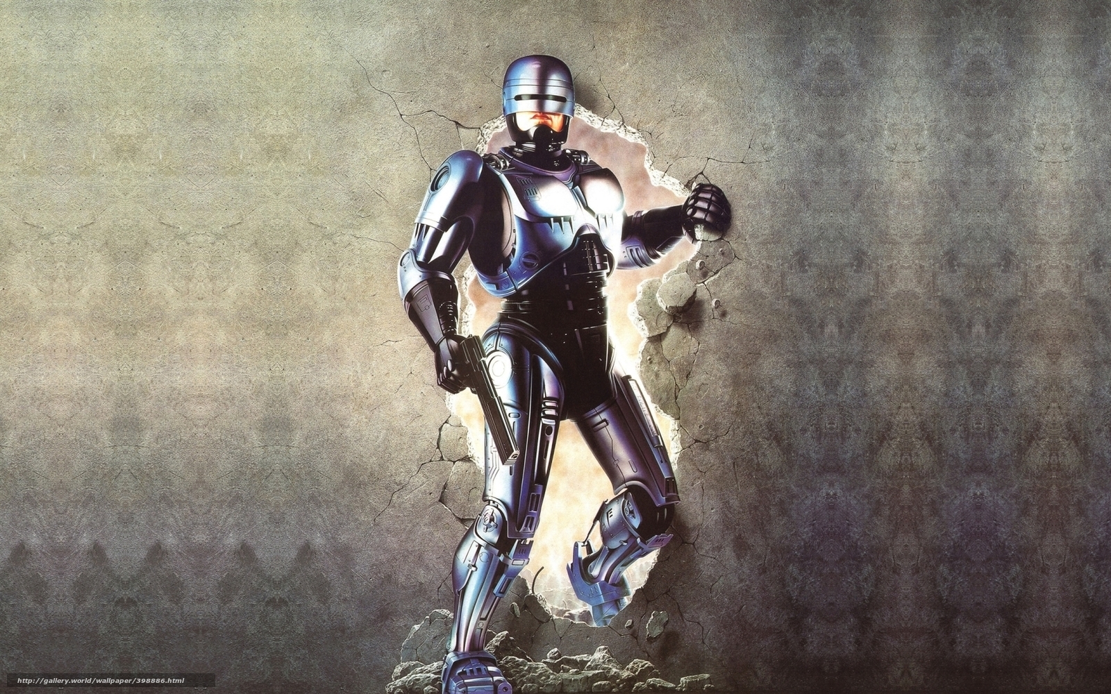 RoboCop breaking through wall