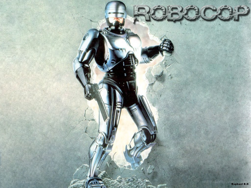 RoboCop breaking through wall