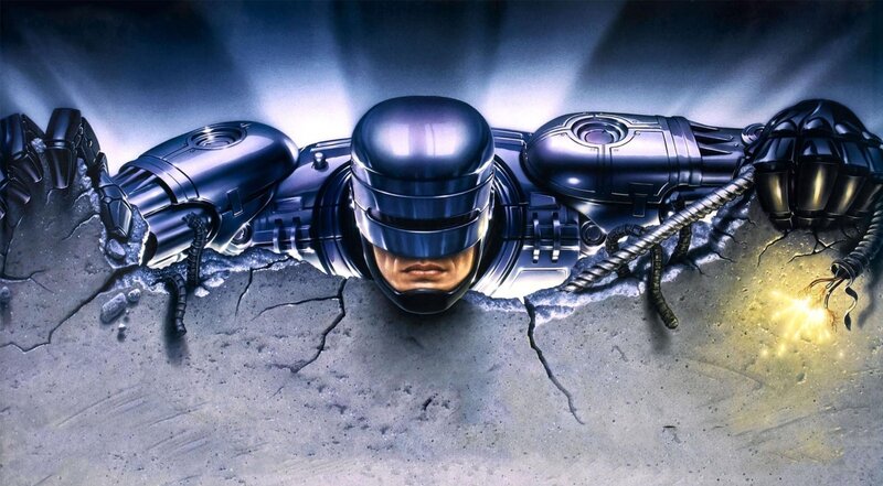 RoboCop Breaking Through Wall — Blue, Dramatic