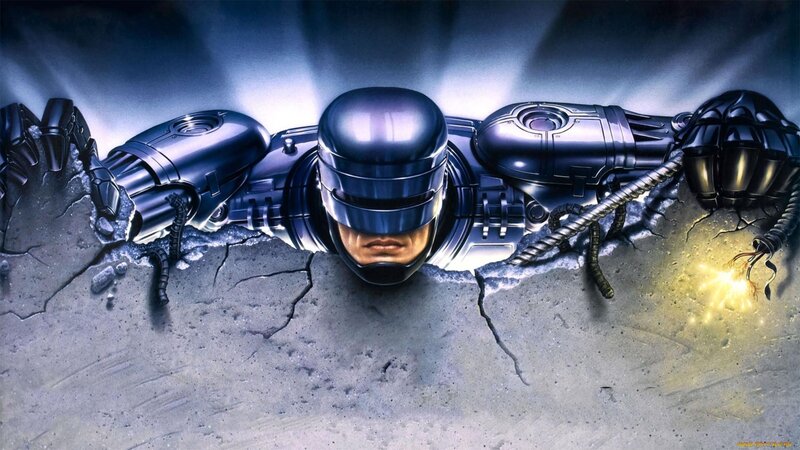 RoboCop Breaking Through Wall — Blue