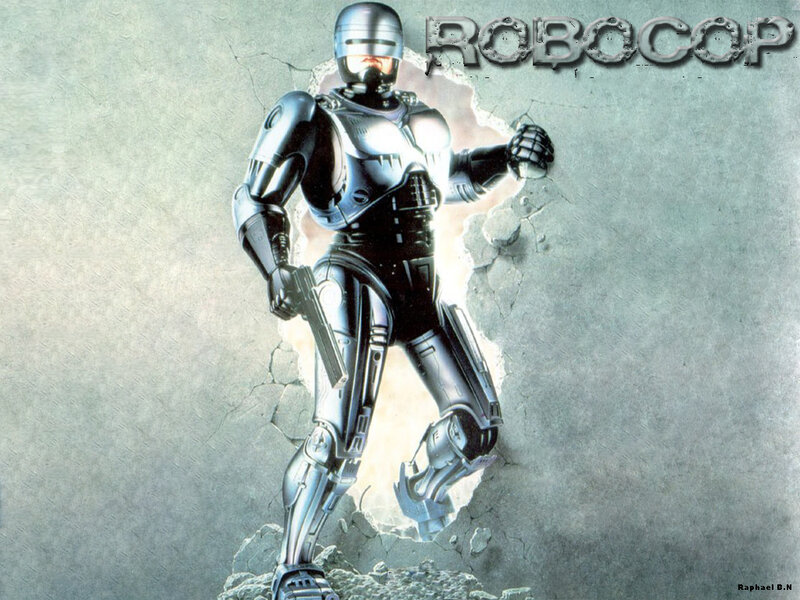 RoboCop Breaking Wall — Gray, Dramatic