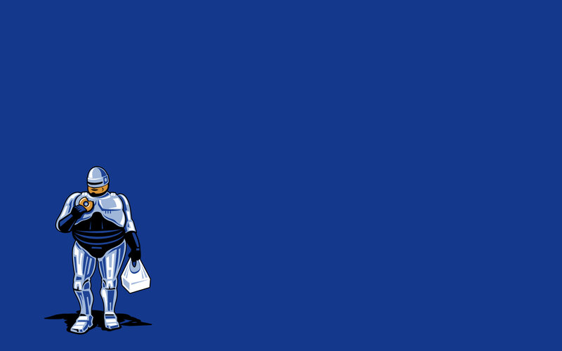 RoboCop eating a donut