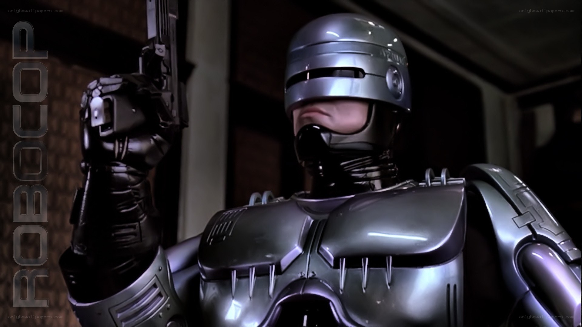 RoboCop holding a gun
