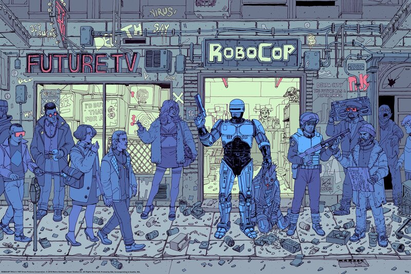 RoboCop on a City Street — Blue